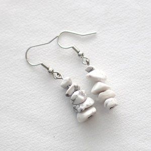 White Stone Dangle Drop Earring